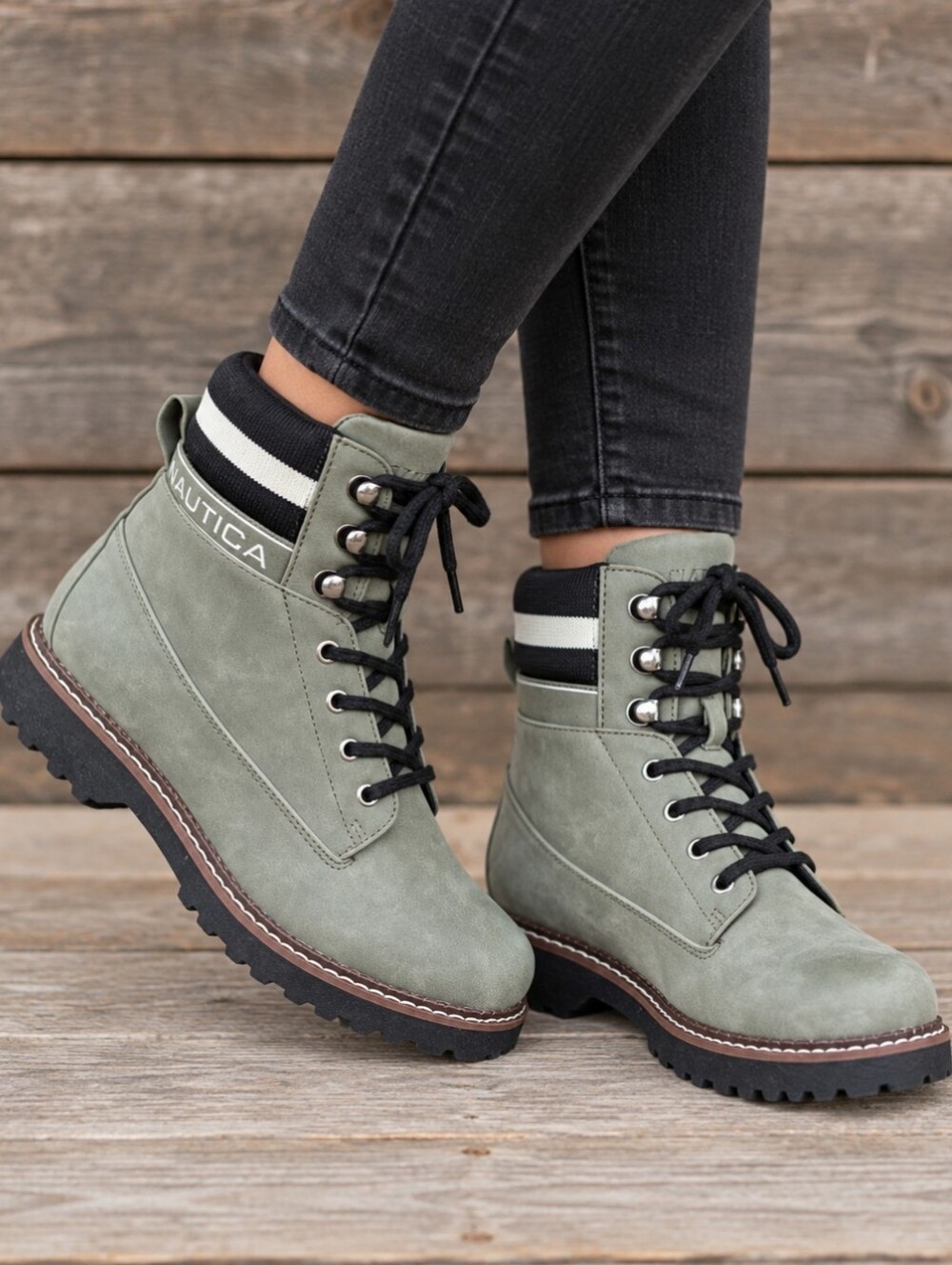 Nautica NEW Galiah 90s Gorpcore Lace Up Lug Sole Hiker/Combat Boots 7.5M